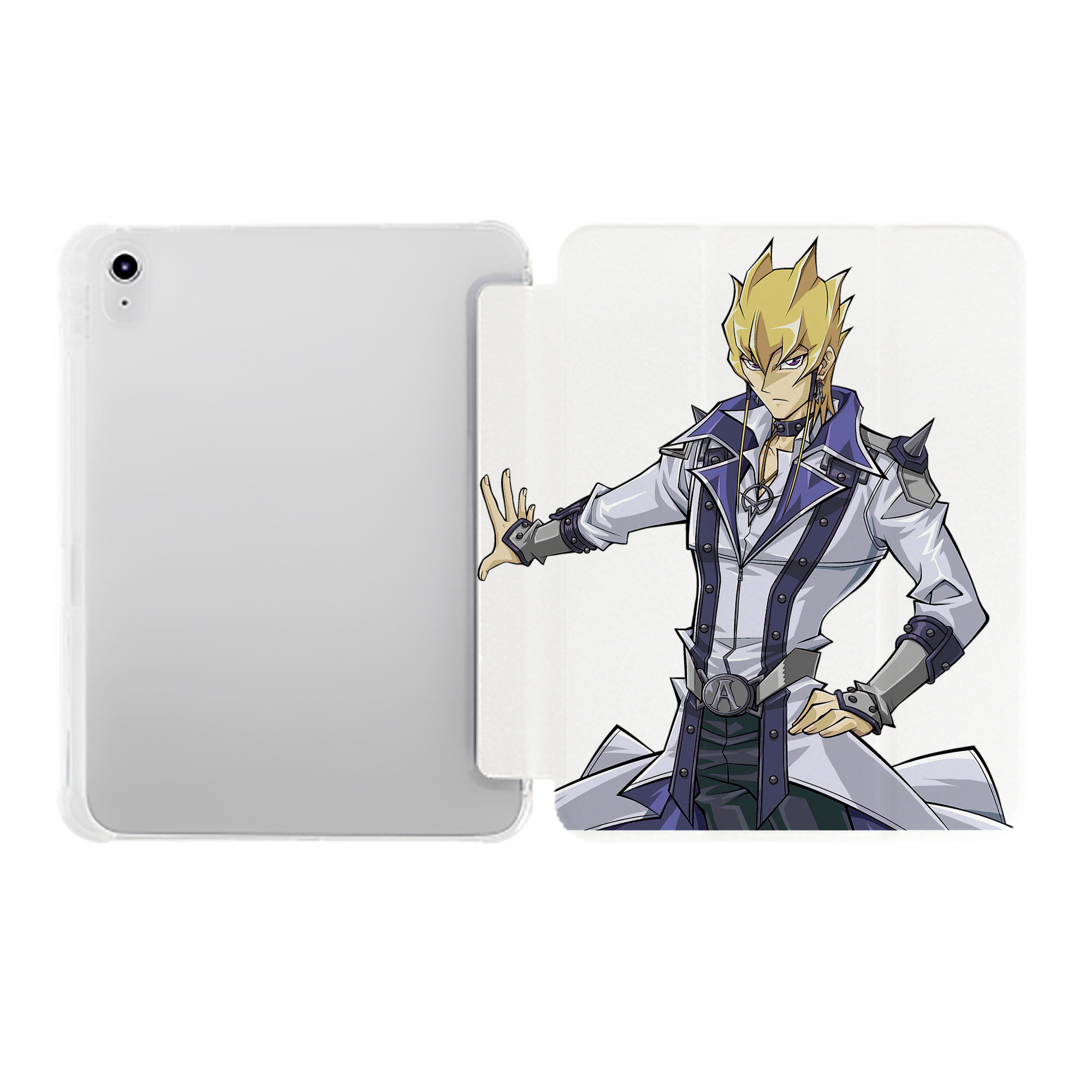 （画像用） 遊☆戯☆王 Yu-Gi-Oh! IPad ケース ペン収納付き 三つ折りスタンド PUレザー×シリコン 対応機種9.5/10.5/10.9インチ